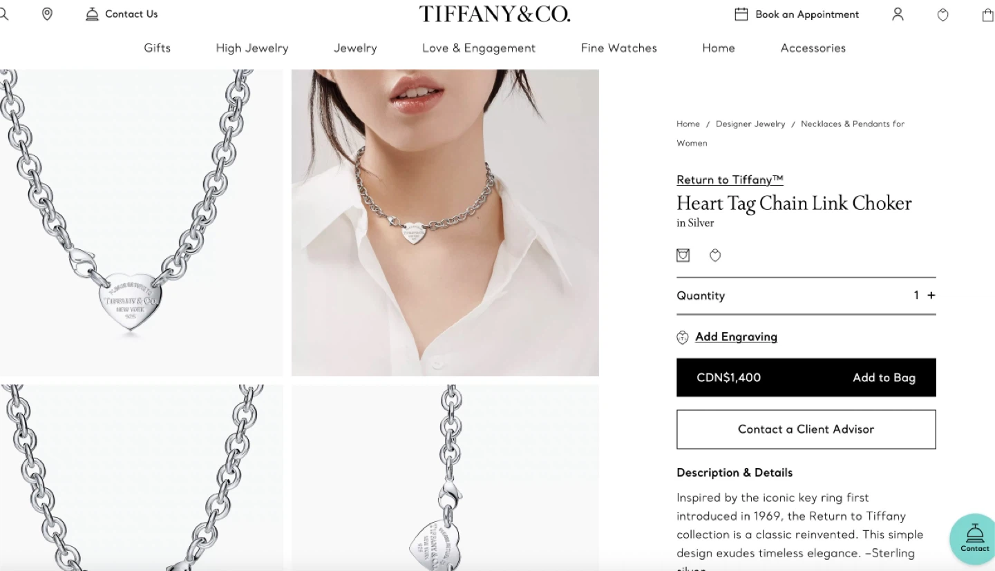 Authentic Tiffany & Co. Heart Tag Chain Link Choker - photo 4