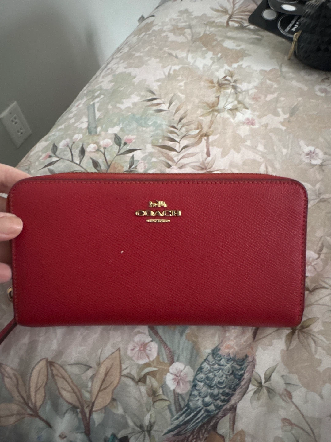 Coach Red Leather Zip Around Wallet