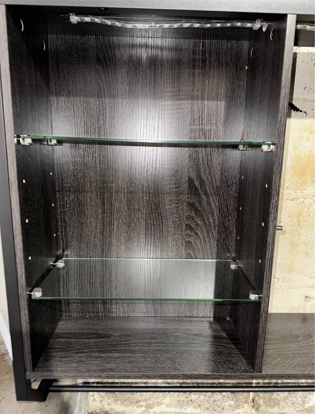 Dark Wood Display Shelf with LED Remote - photo 2