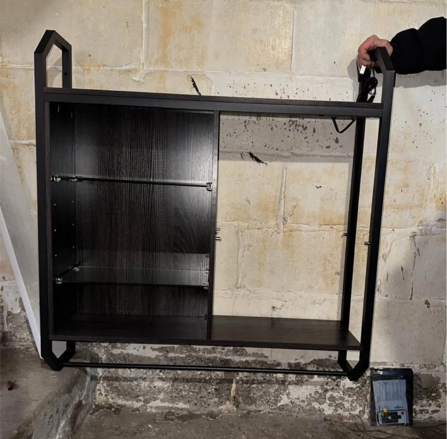 Dark Wood Display Shelf with LED Remote