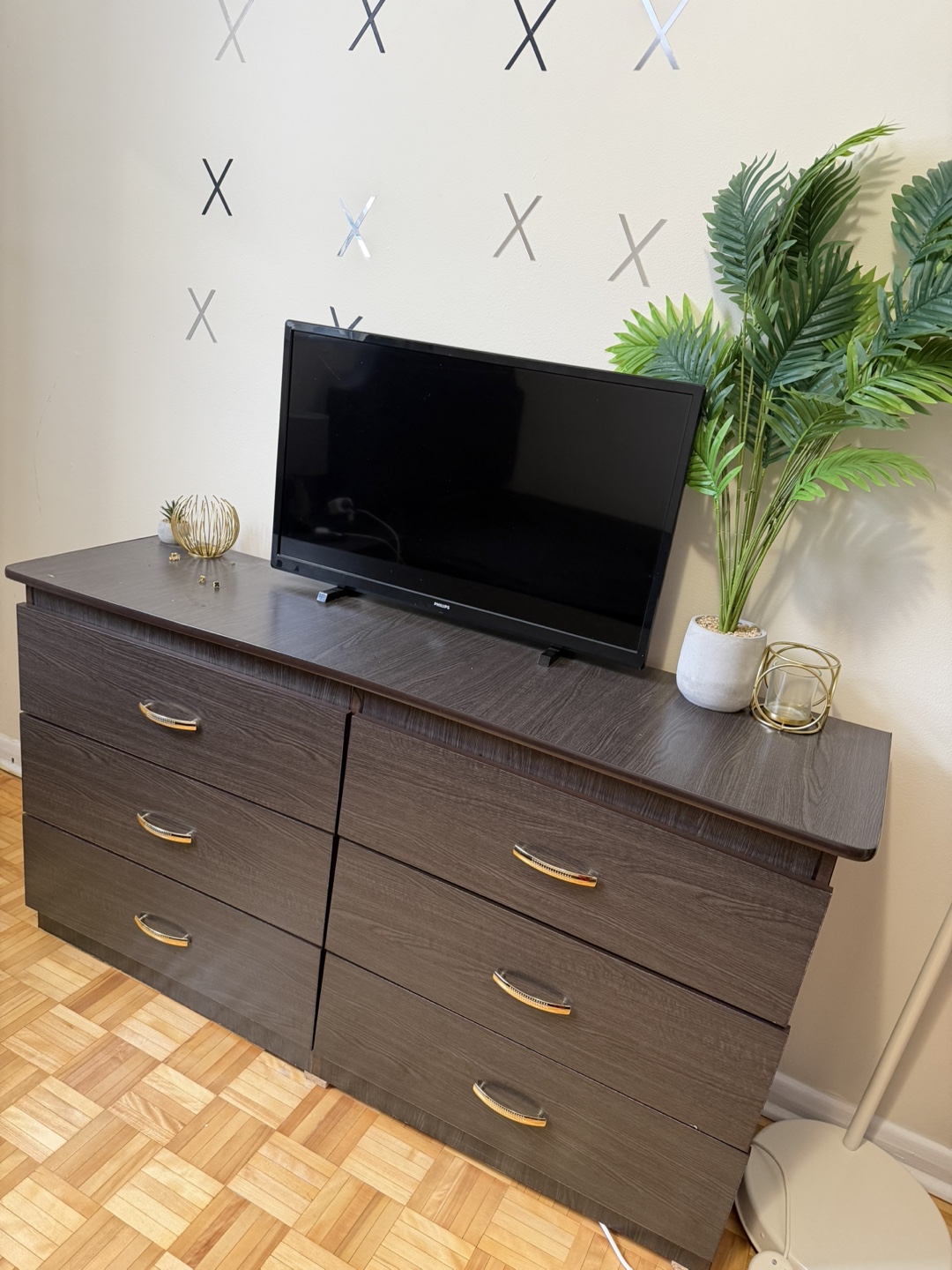 Dark Brown 6-Drawer Dresser with a side bed