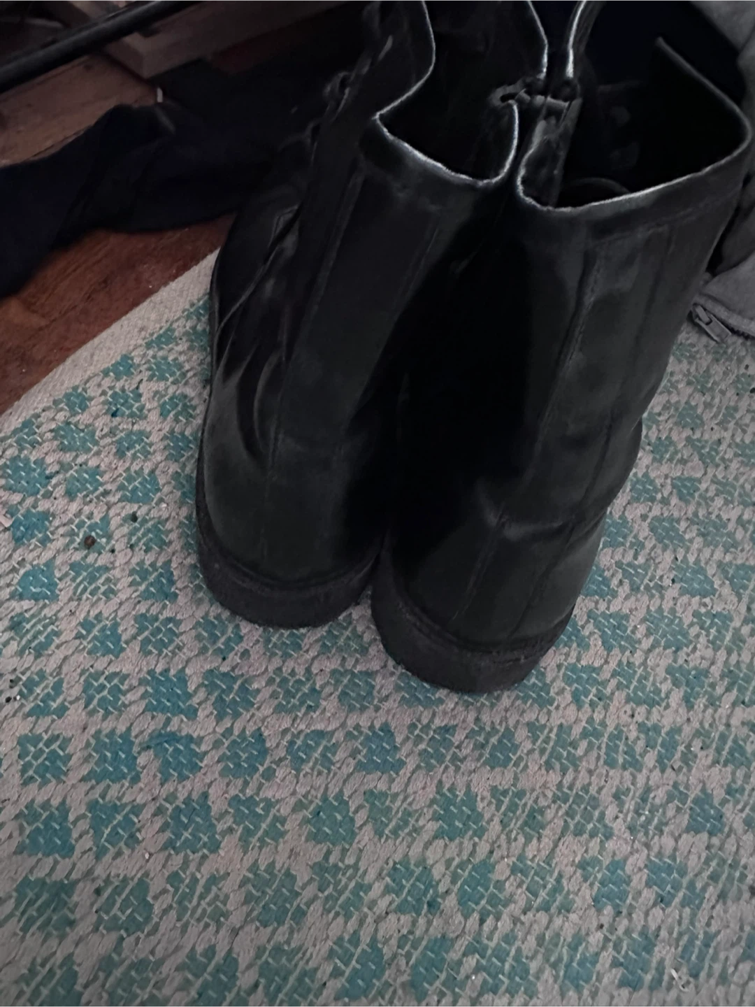 Black Leather Lace-Up Combat Boots - photo 3