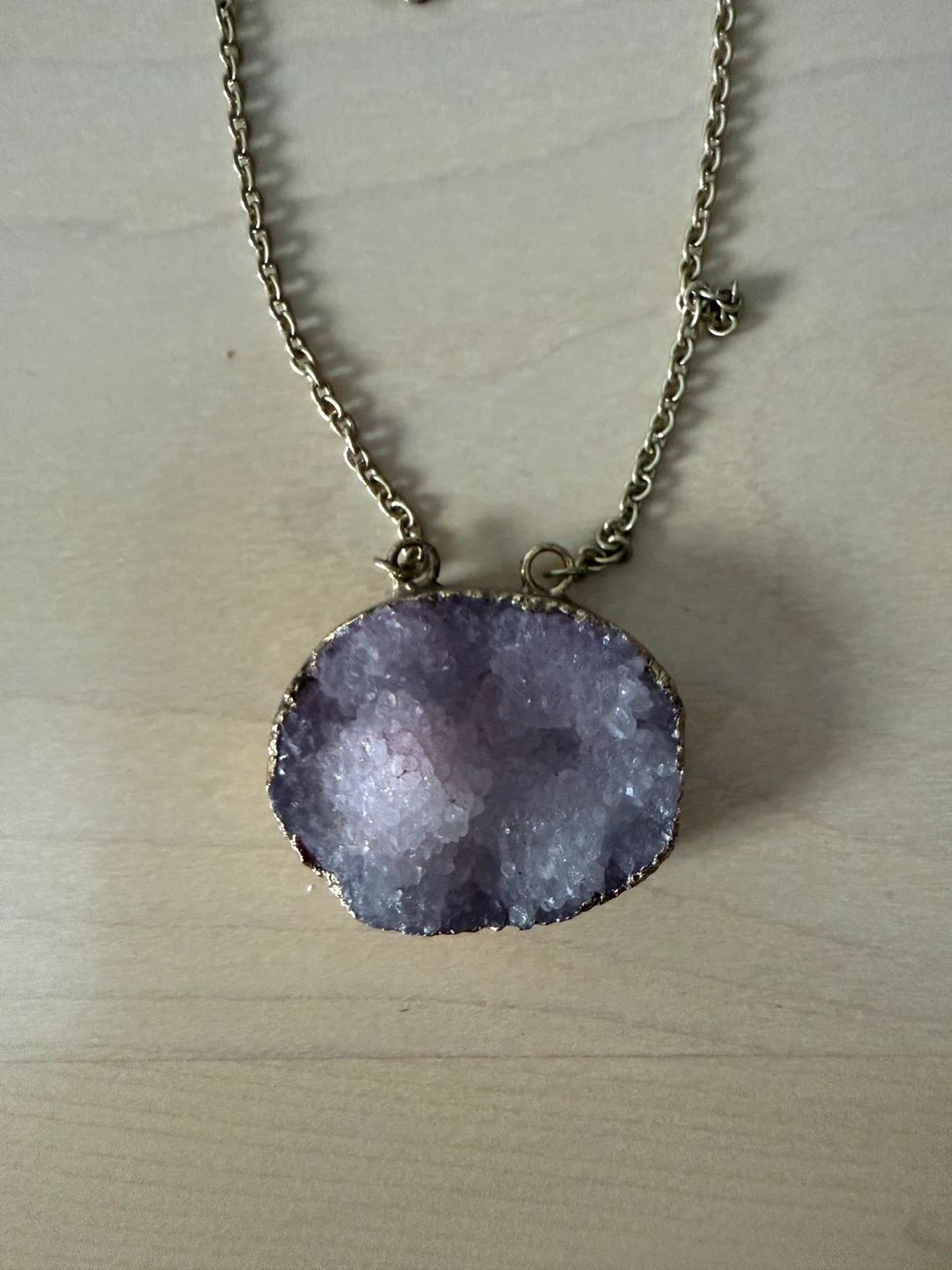 Druzy Pendant Necklace with Gold-Tone Chain