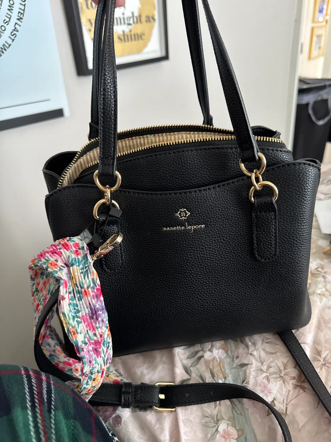 Manette Lepore Black Faux Leather Tote Handbag