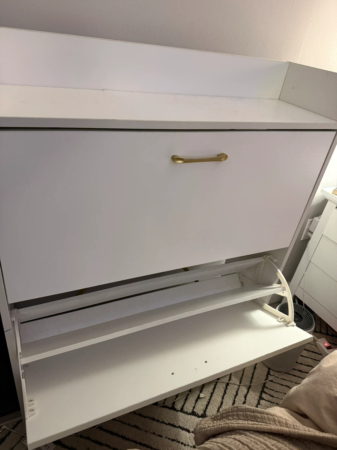 White Shoe Cabinet with 2 Flip Drawers - photo 2