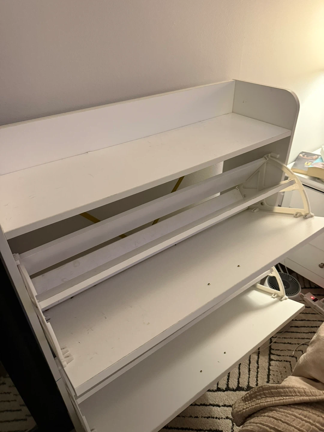 White Shoe Cabinet with 2 Flip Drawers - photo 4