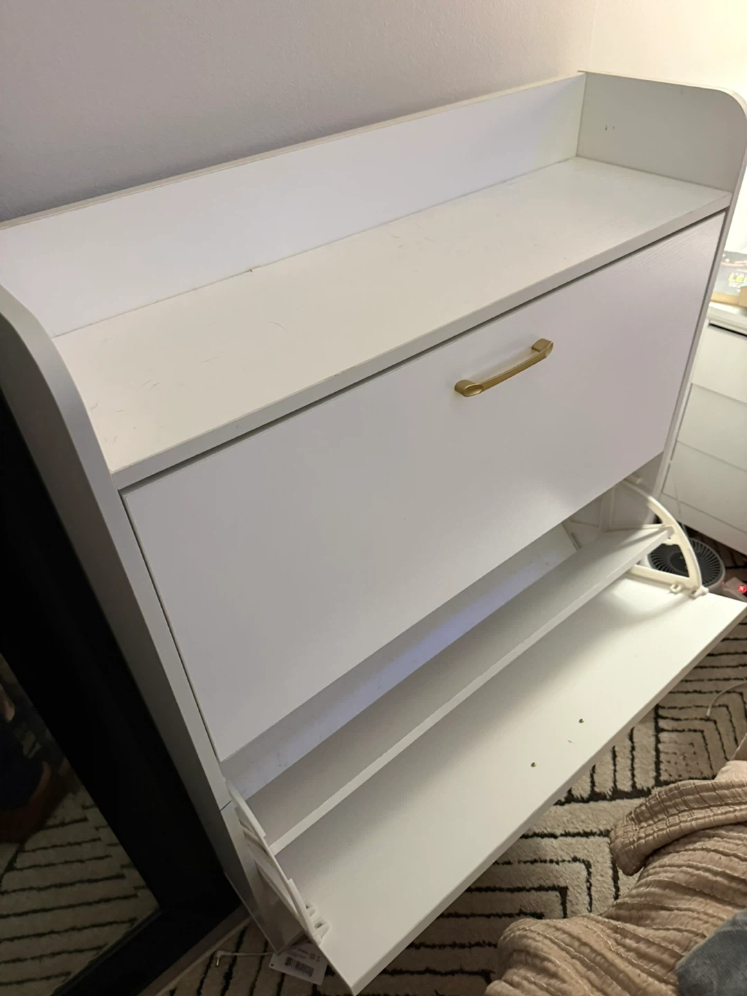 White Shoe Cabinet with 2 Flip Drawers - photo 5