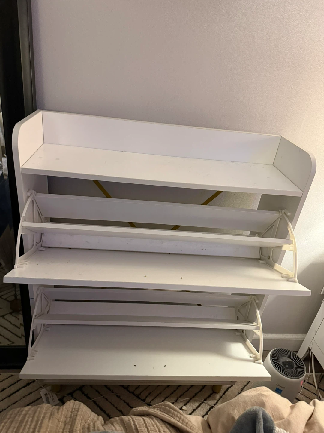 White Shoe Cabinet with 2 Flip Drawers - photo 3