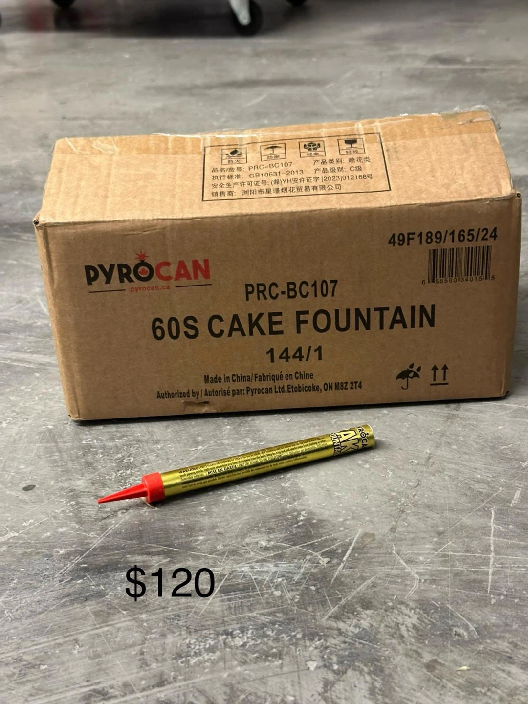 Pyrocan 60S Cake Fountain Pyrotechnics - Box of 10