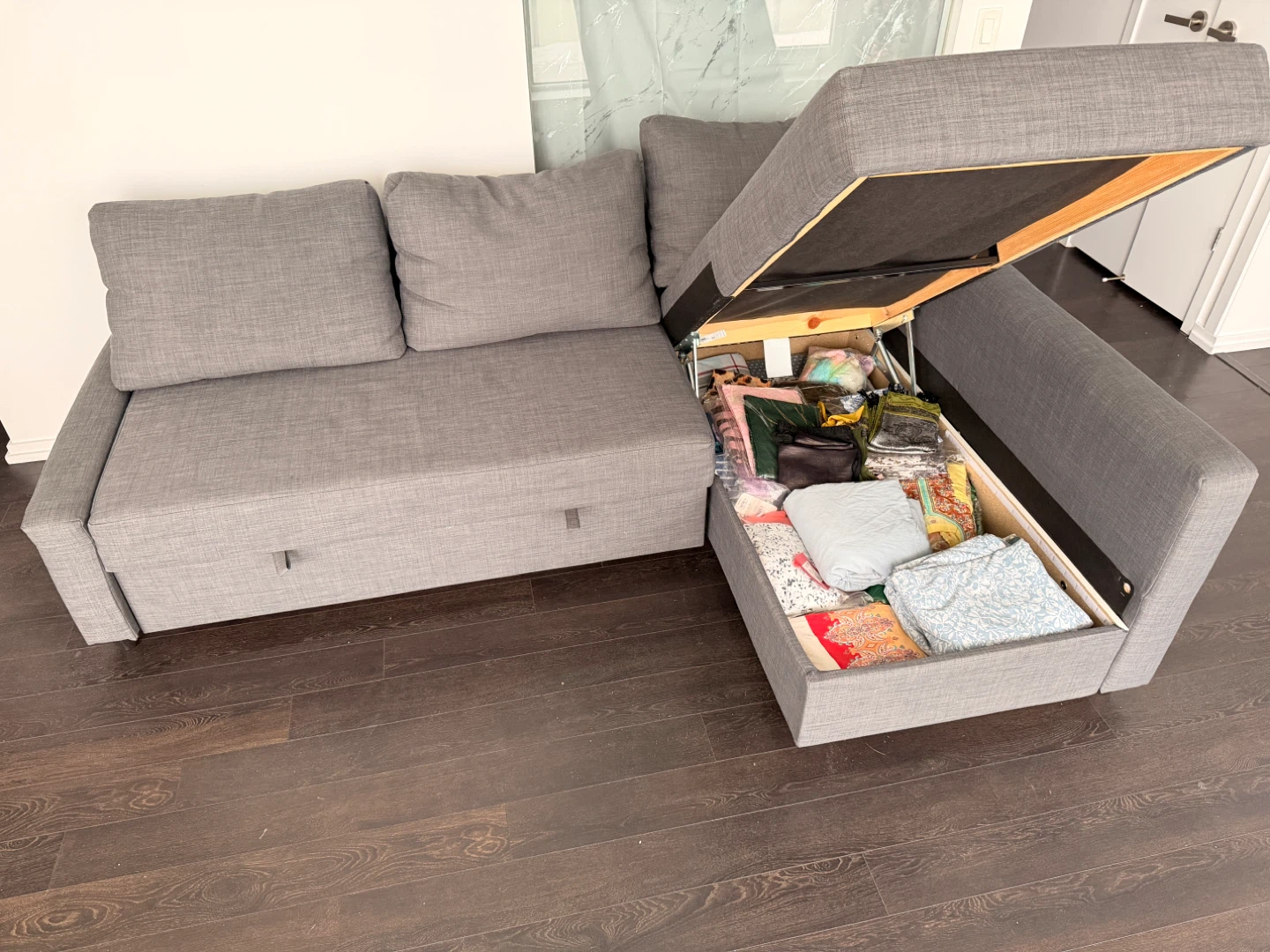 Grey Sectional Sofa-bed with Storage - photo 3