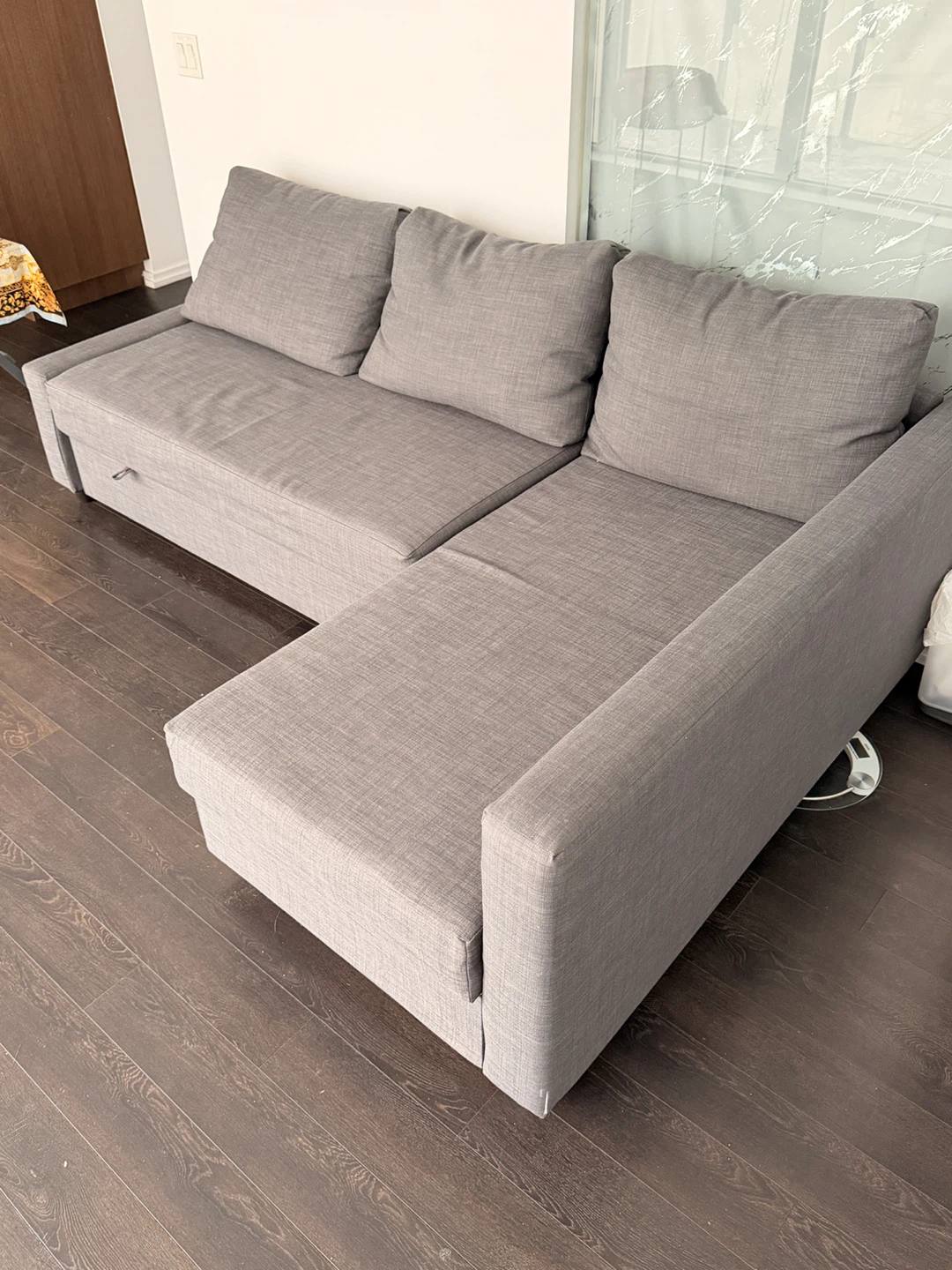 Grey Sectional Sofa-bed with Storage