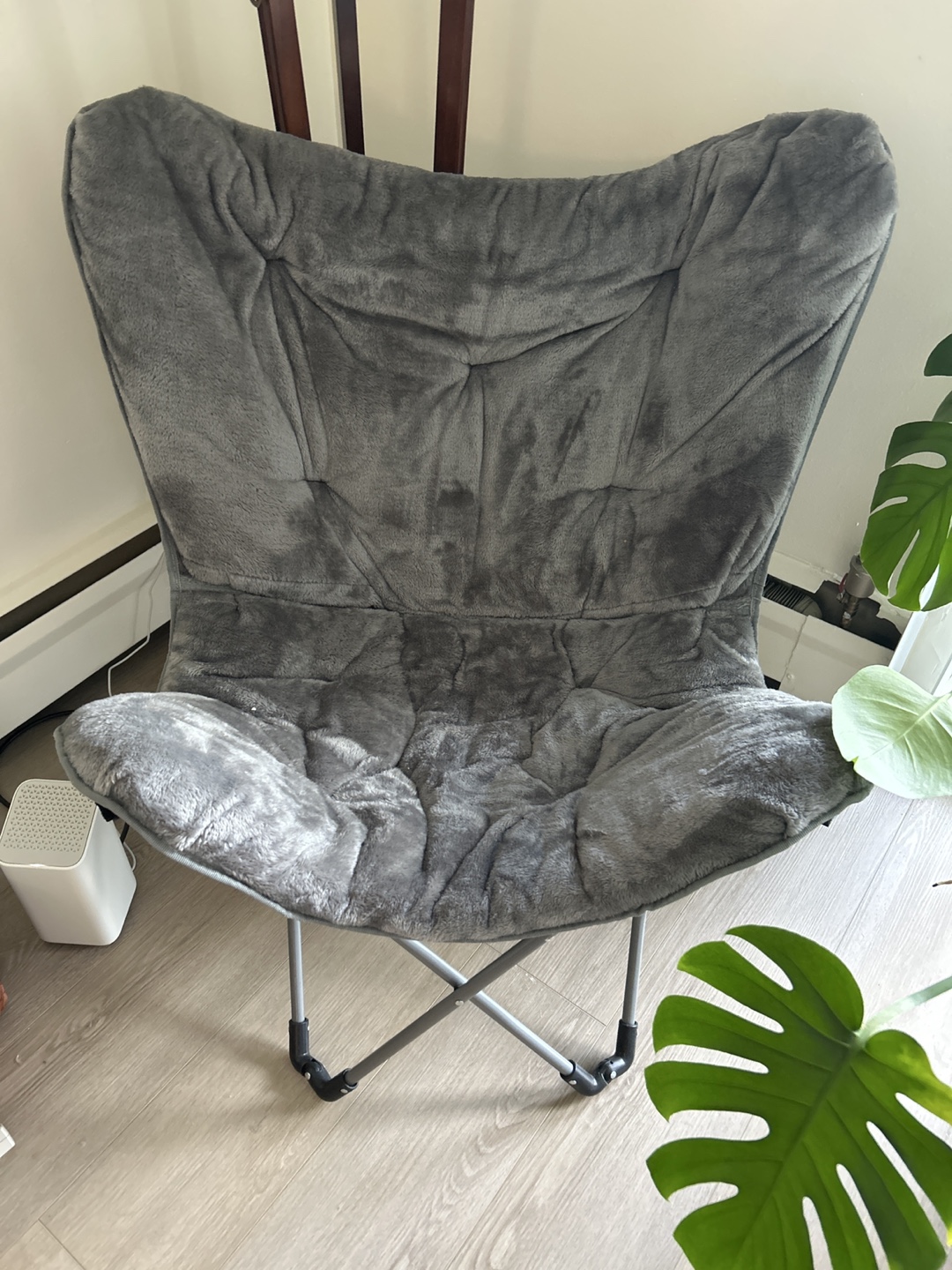 Grey Plush foldable Butterfly Chair