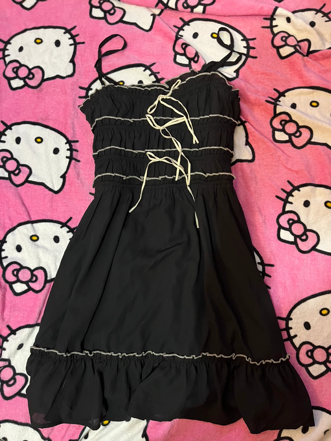 Black Ruched Babydoll Dress size large
