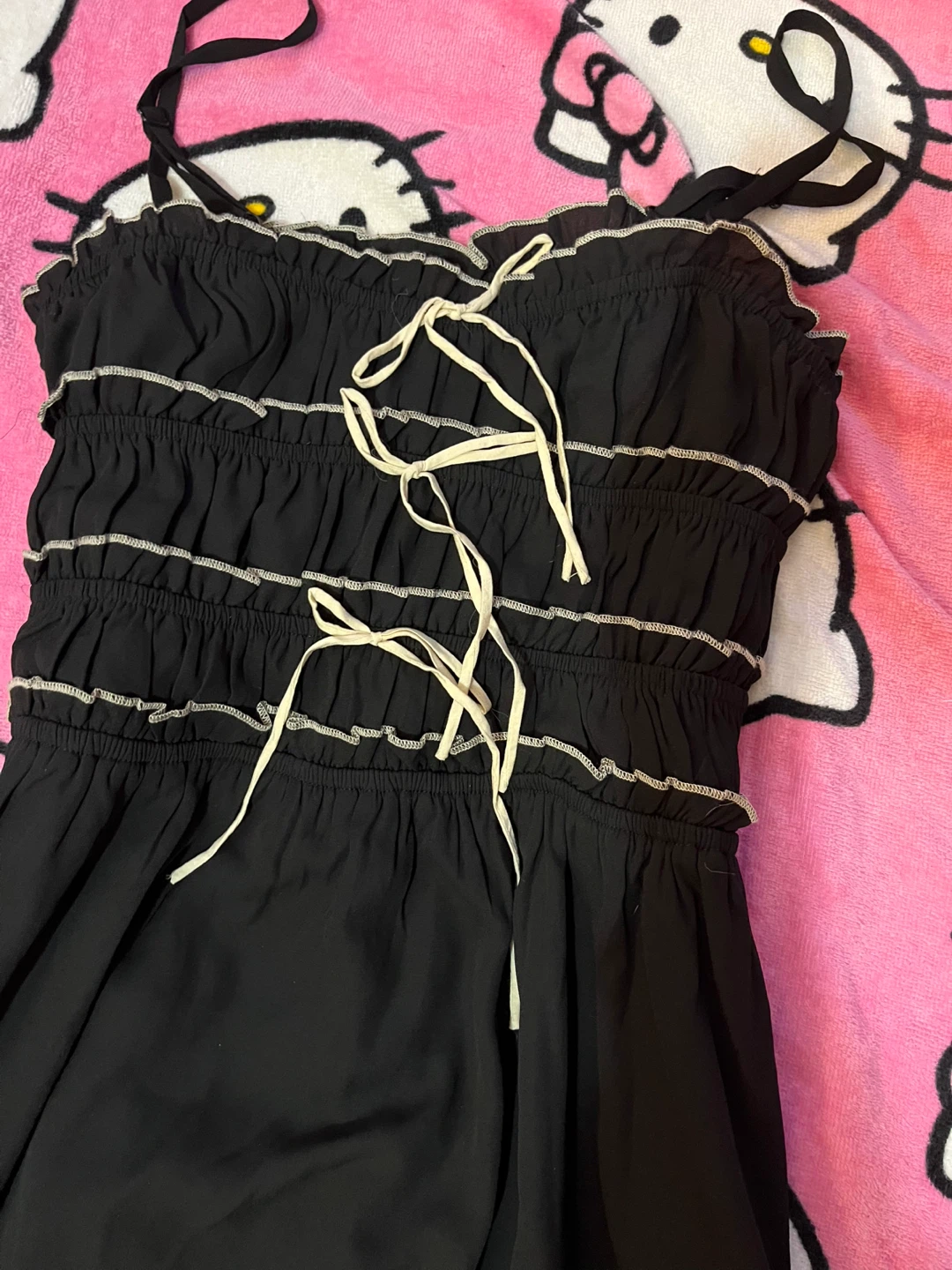 Black Ruched Babydoll Dress size large - photo 2