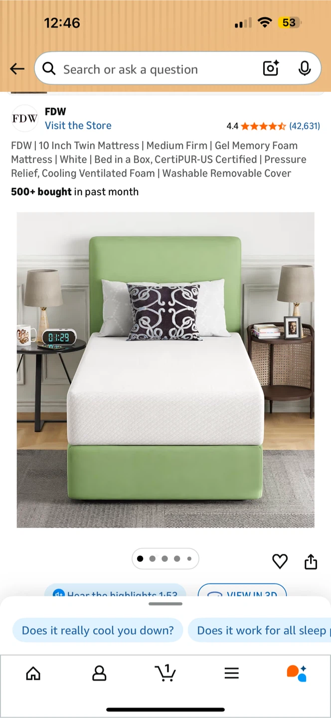 FDW 10 Inch Twin Mattress - White