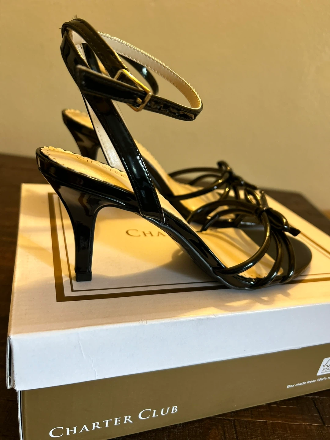 Charter Club Black Patent Bow Heels Size 8M