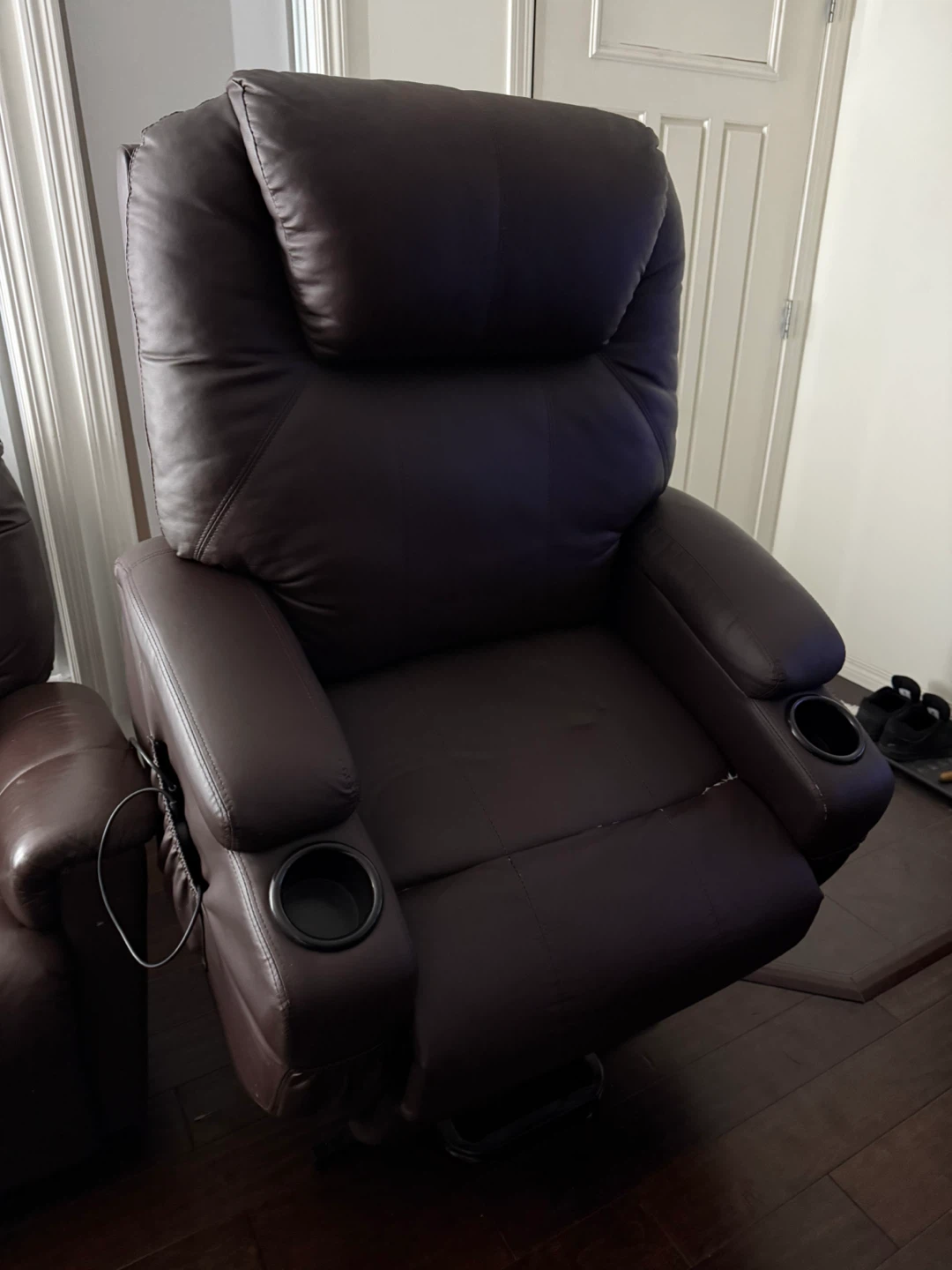 Brown Faux Leather Massage Power Recliner Chair