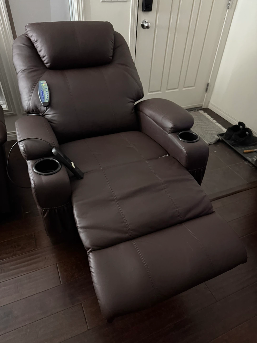 Brown Faux Leather Massage Power Recliner Chair - photo 2