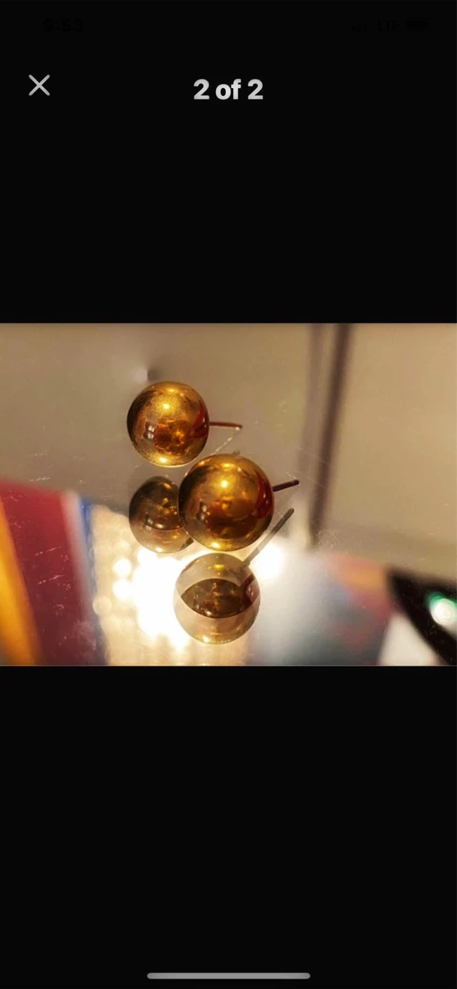 ✨Estate  Large 14k Gold Ball Stud Earrings - photo 2