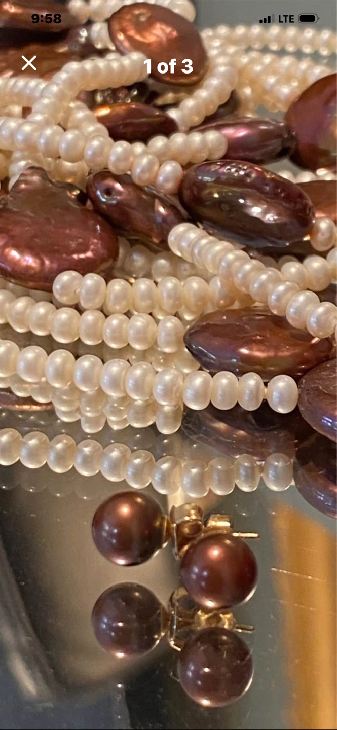 🤎Estate 4-Foot Pearl Necklace and Earrings Set