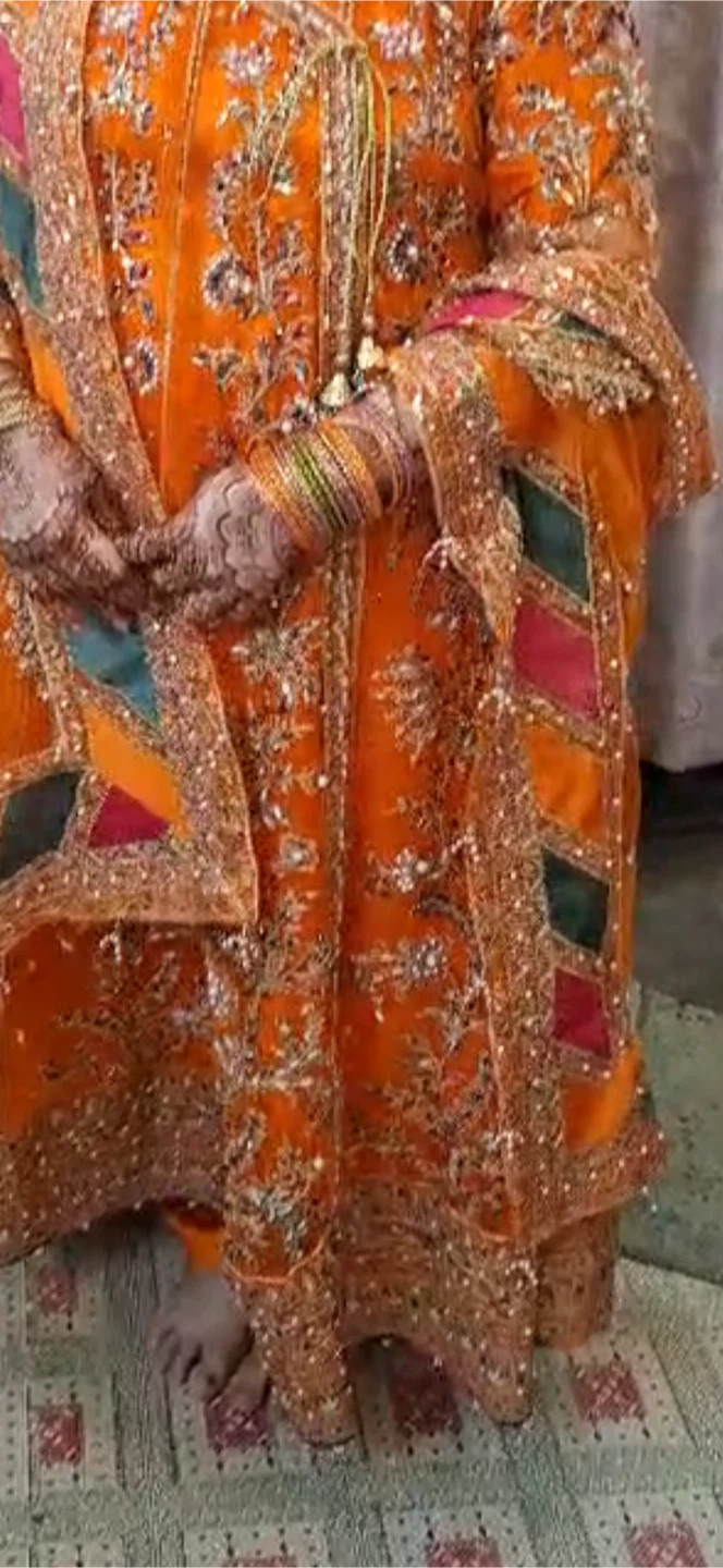 Embroidered Orange Shalwar Kameez