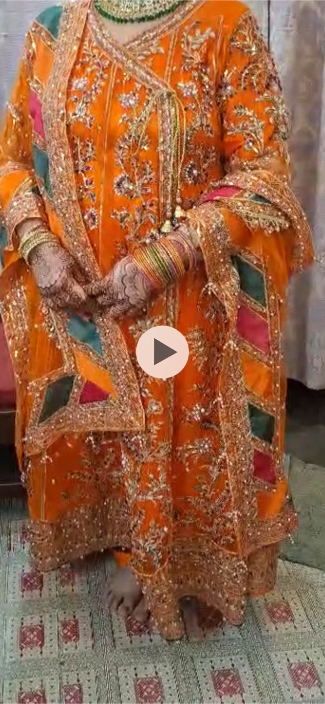 Embroidered Orange Shalwar Kameez - photo 2