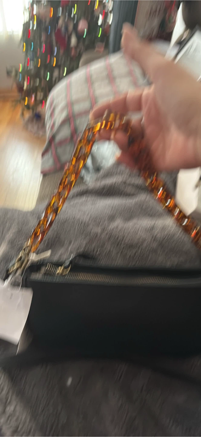 Lucky Brand Black Leather Shoulder Bag with Tortoise Chain - photo 3