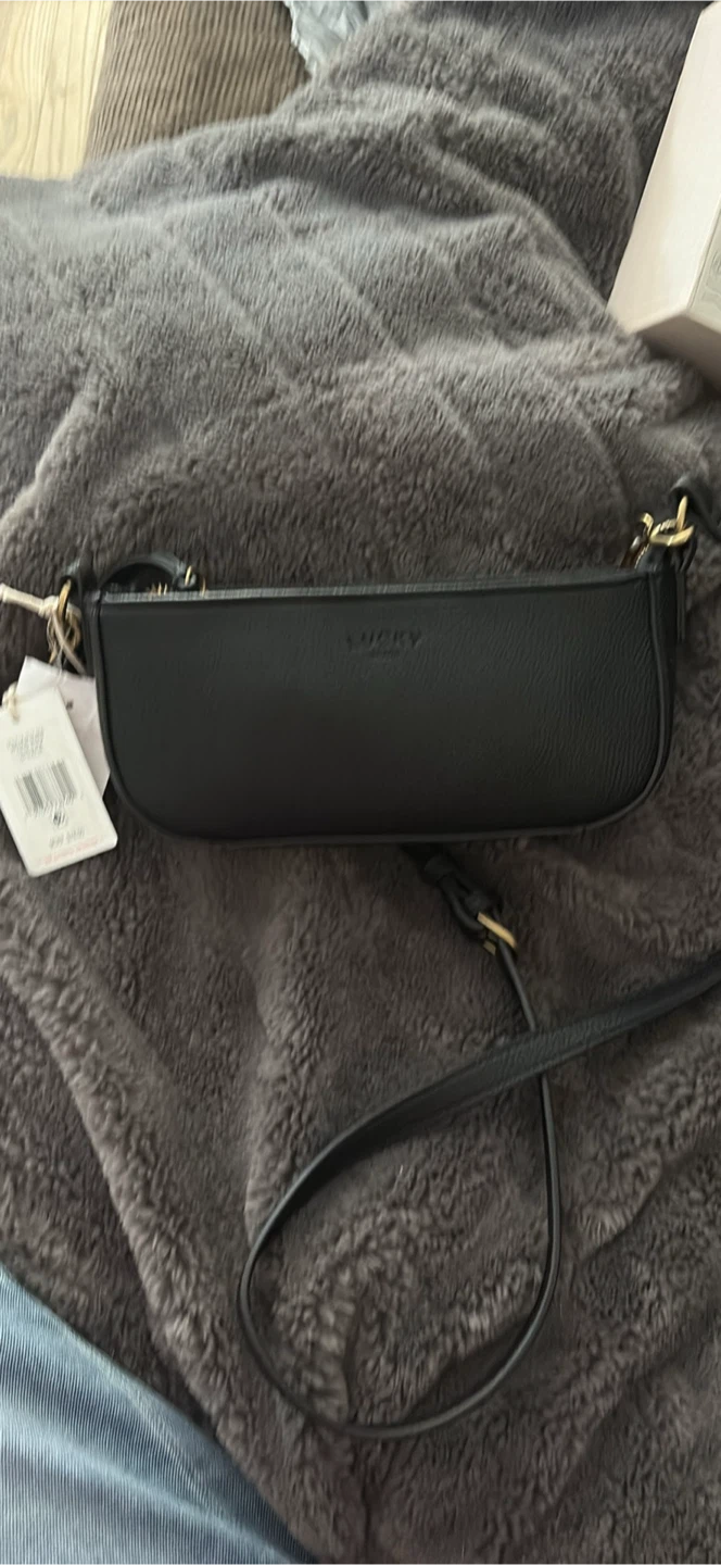 Lucky Brand Black Leather Shoulder Bag with Tortoise Chain - photo 2