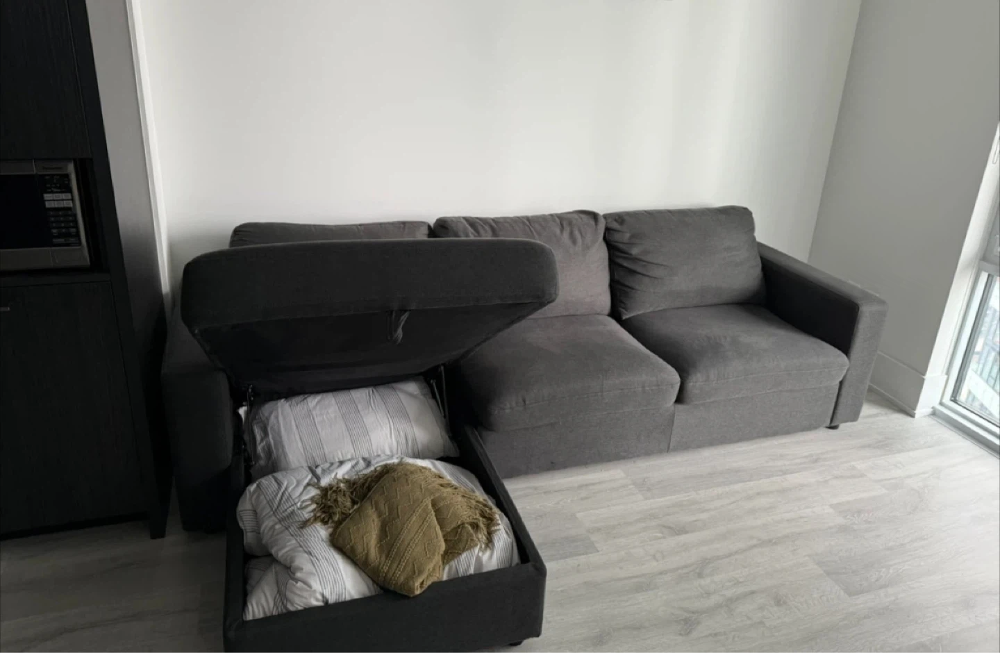 Grey Sofa Bed with Storage; Structube couch bed worth 1000$+ - photo 2