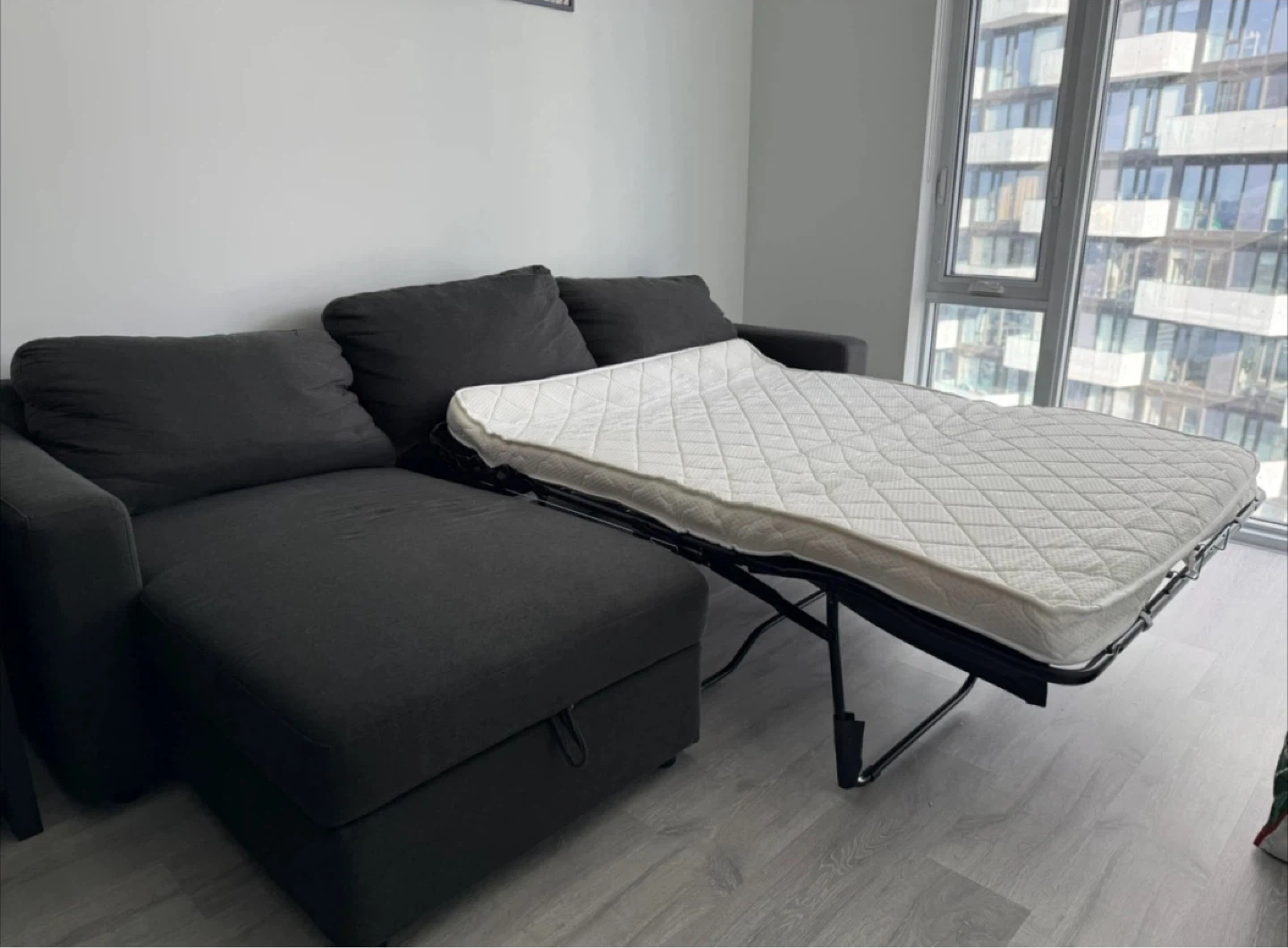 Grey Sofa Bed with Storage; Structube couch bed worth 1000$+ - photo 3