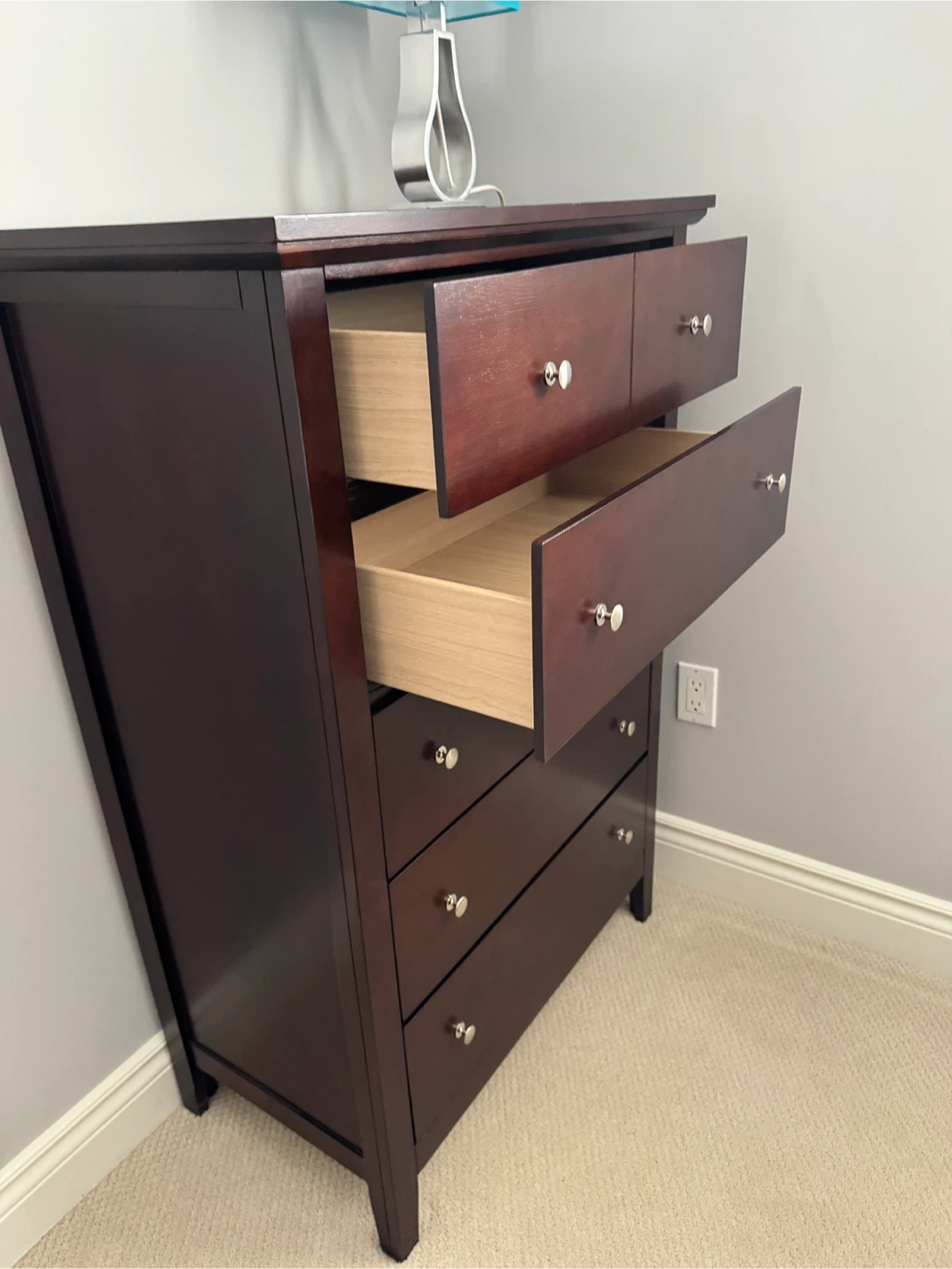 Dark Brown 5-Drawer Tall Dresser - photo 2