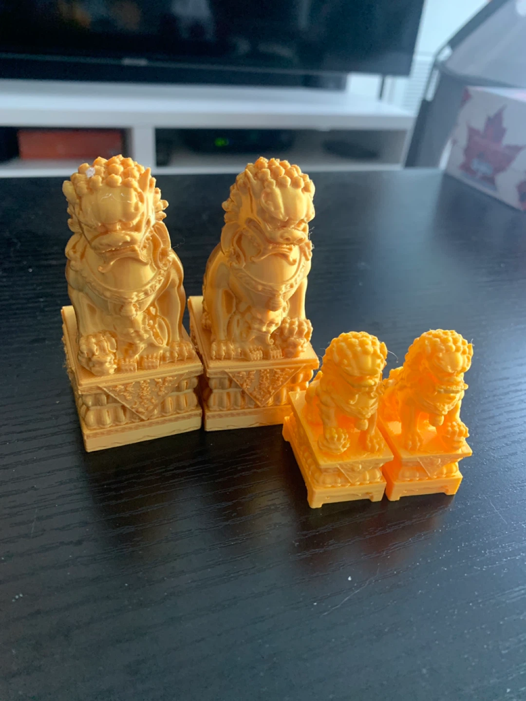 ‼️MOVING SALE‼️Set of 4 Orange Foo (Fu) Dog Figurines