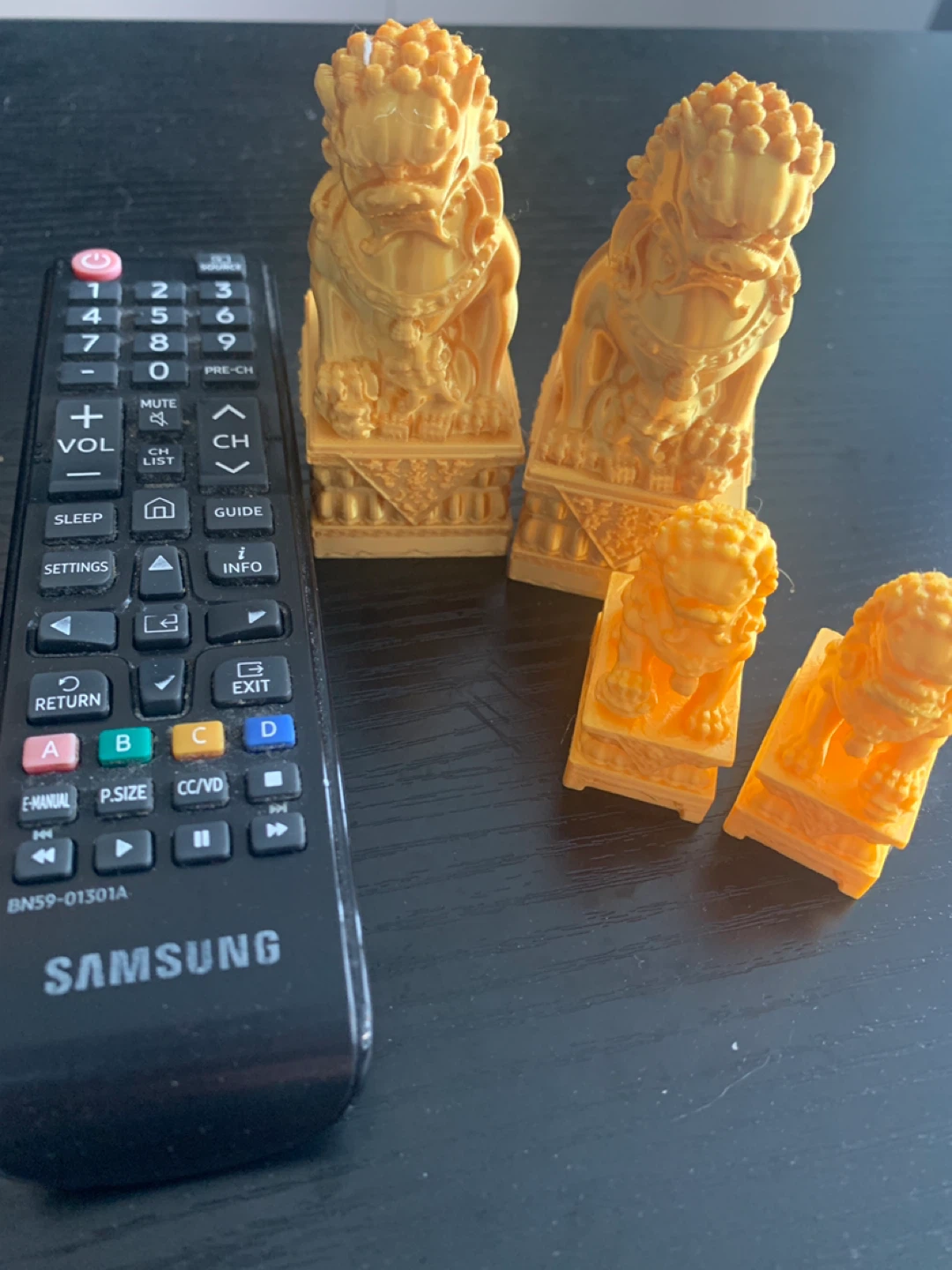 ‼️MOVING SALE‼️Set of 4 Orange Foo (Fu) Dog Figurines - photo 2