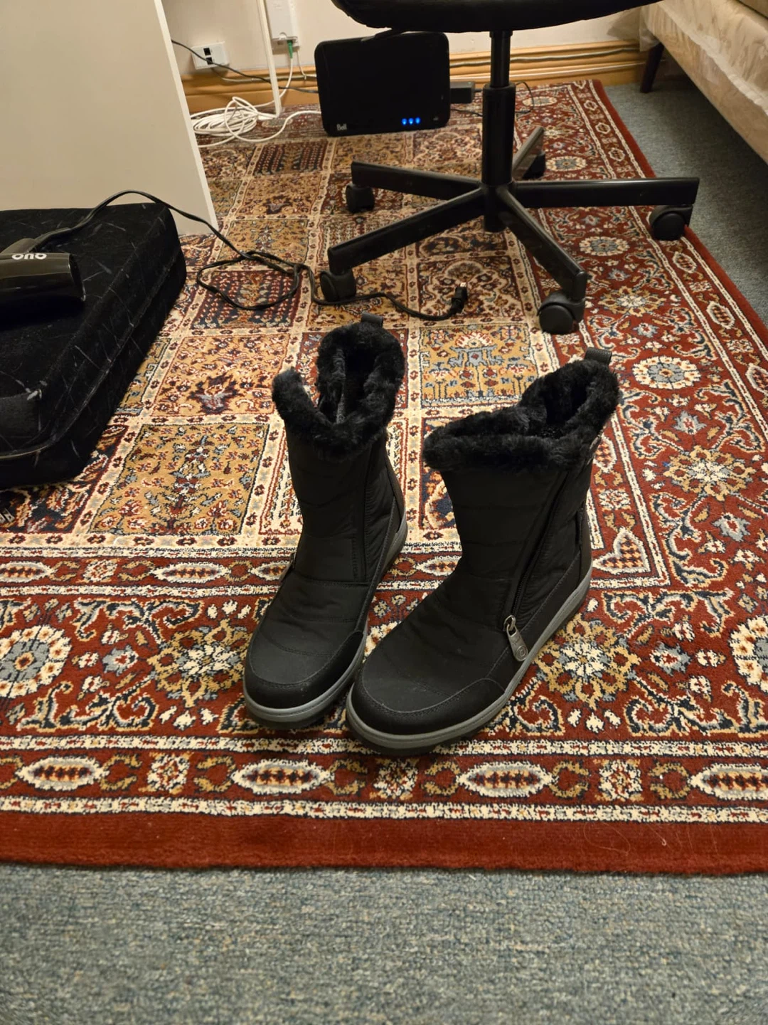 Black Winter Boots with Fur Trim - photo 2