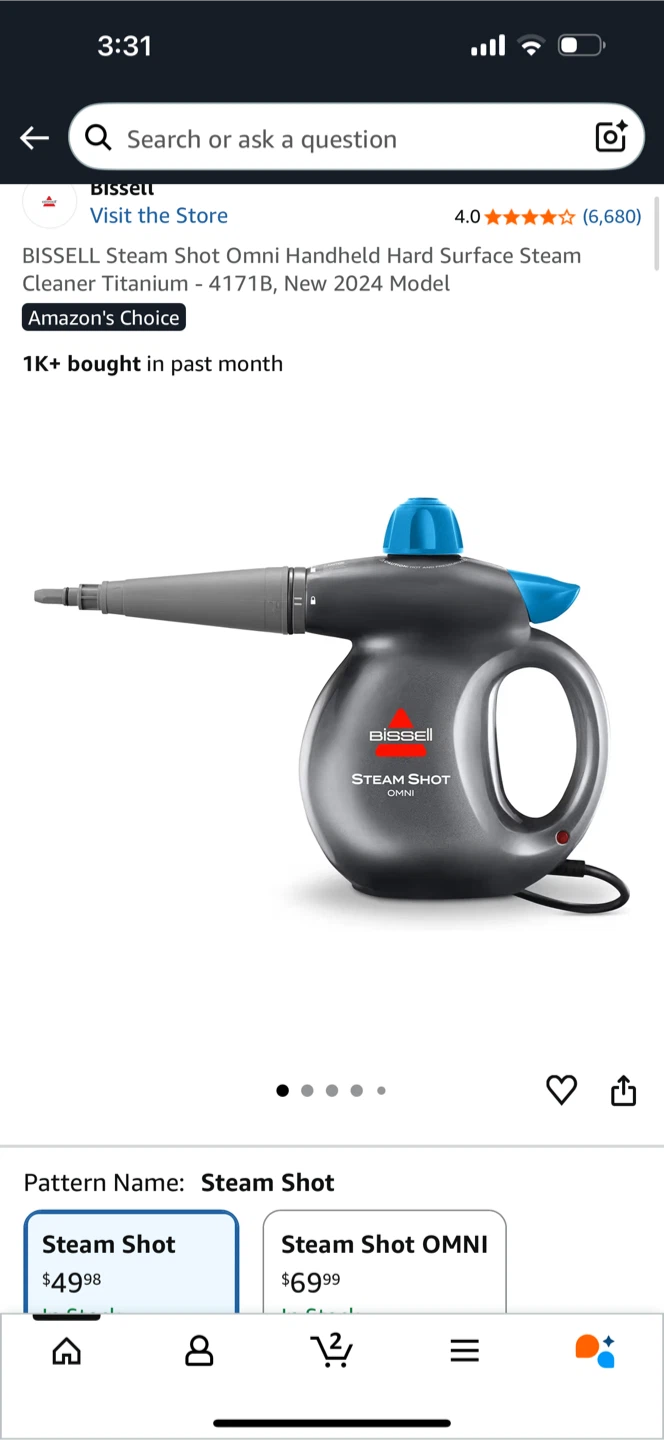BISSELL Steam Shot Omni Handheld Steam Cleaner - Titanium