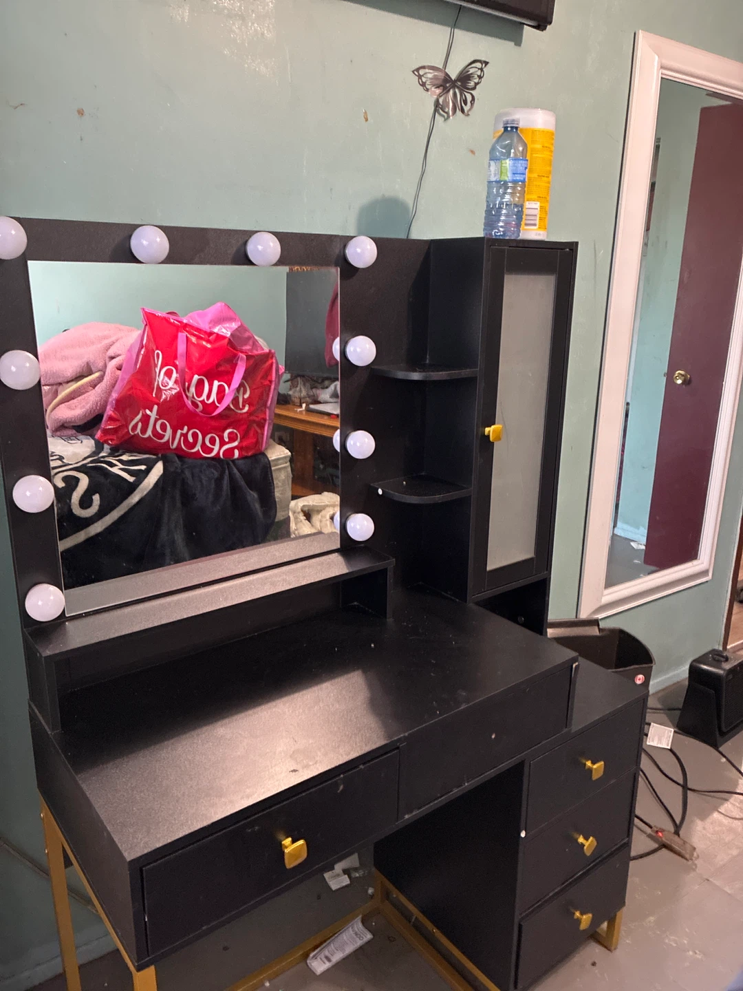 Black Vanity Desk with Lights - photo 2