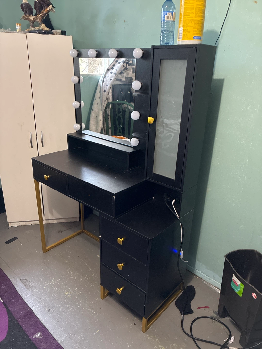 Black Vanity Desk with Lights