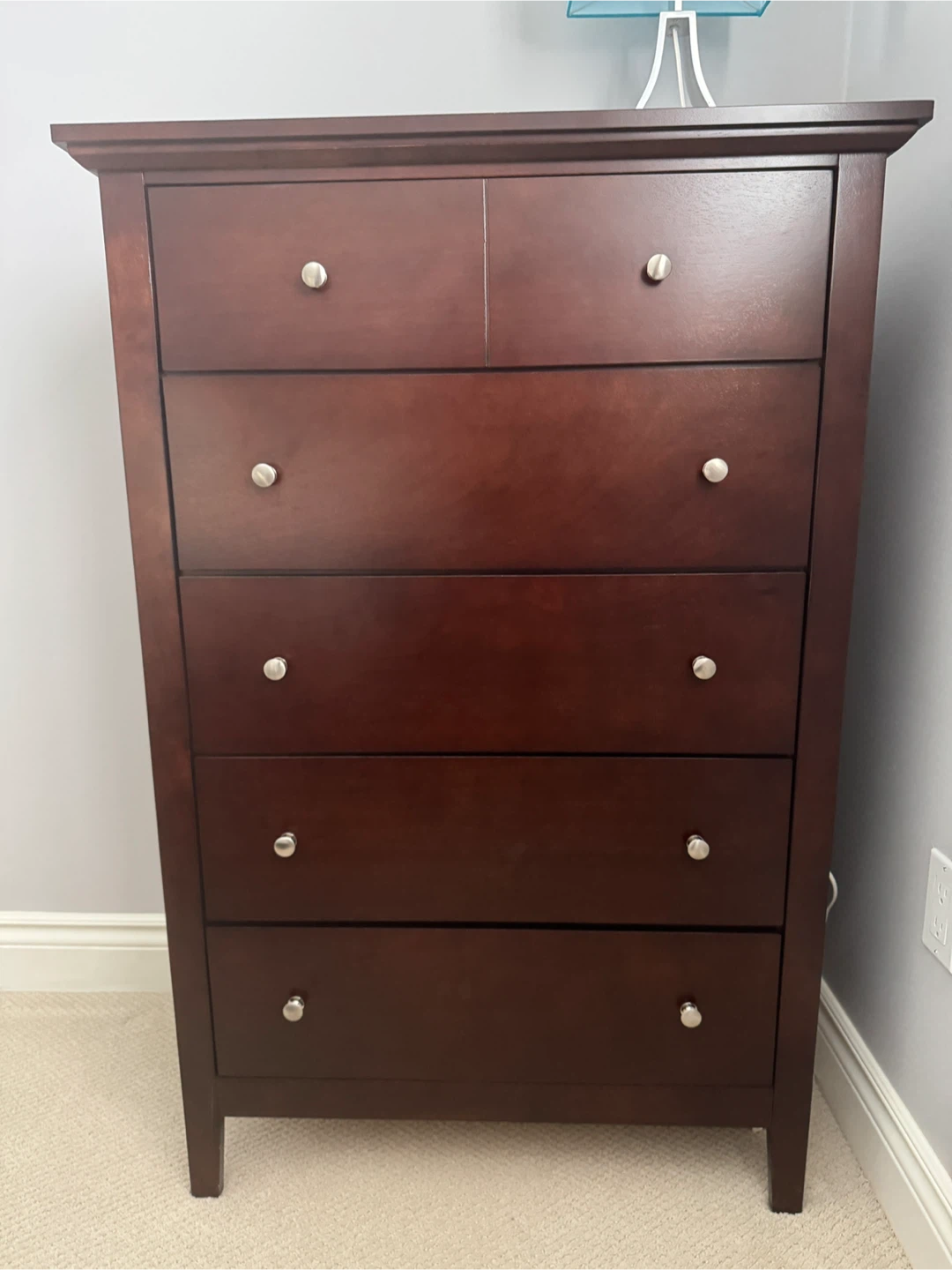 Dark Brown 5-Drawer Tall Dresser