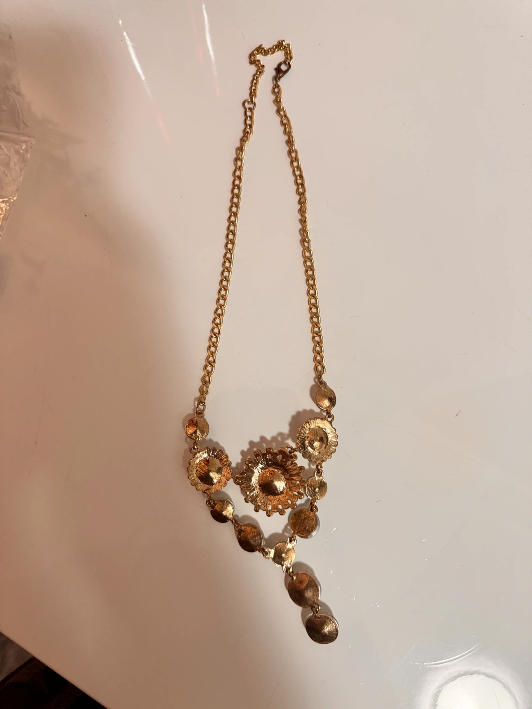 Gold-tone Rhinestone Statement Necklace - photo 2