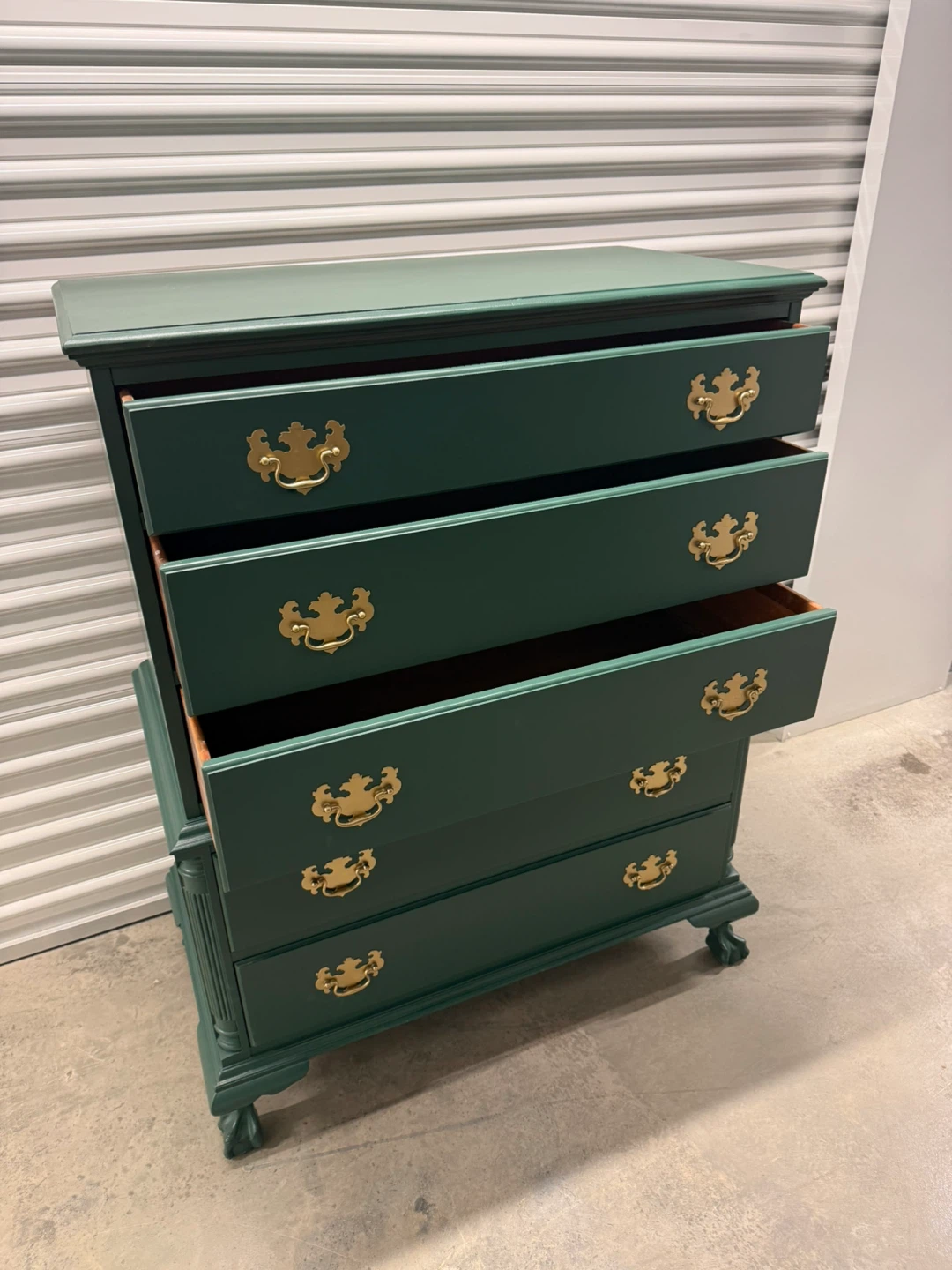 🚨Free Delivery NJ/NY Green Solid Wood Dresser - 5 Drawers - photo 2