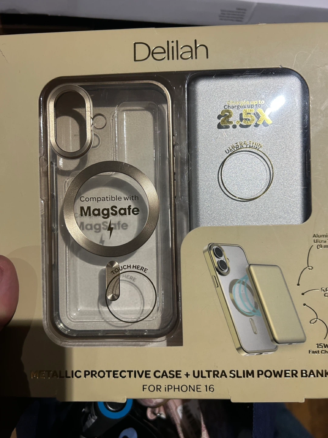 Delilah Metallic Case Power Bank for iPhone 16