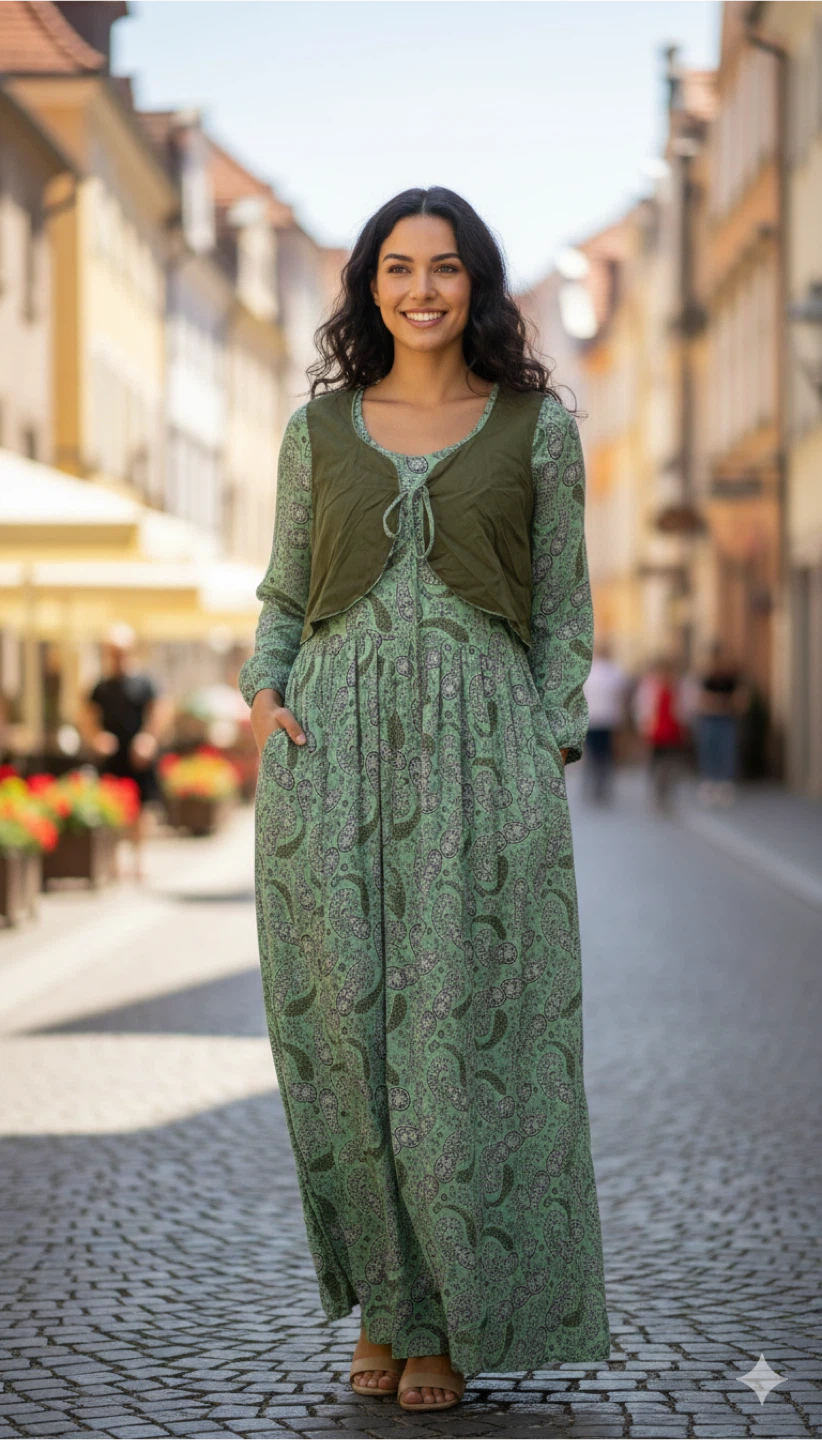 Green Paisley Maxi Dress - photo 3