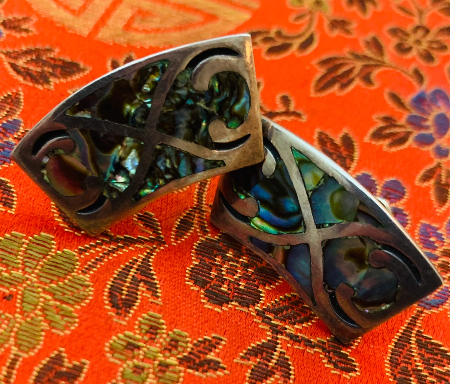 Abalone Shell Vintage Sterling Silver Earrings