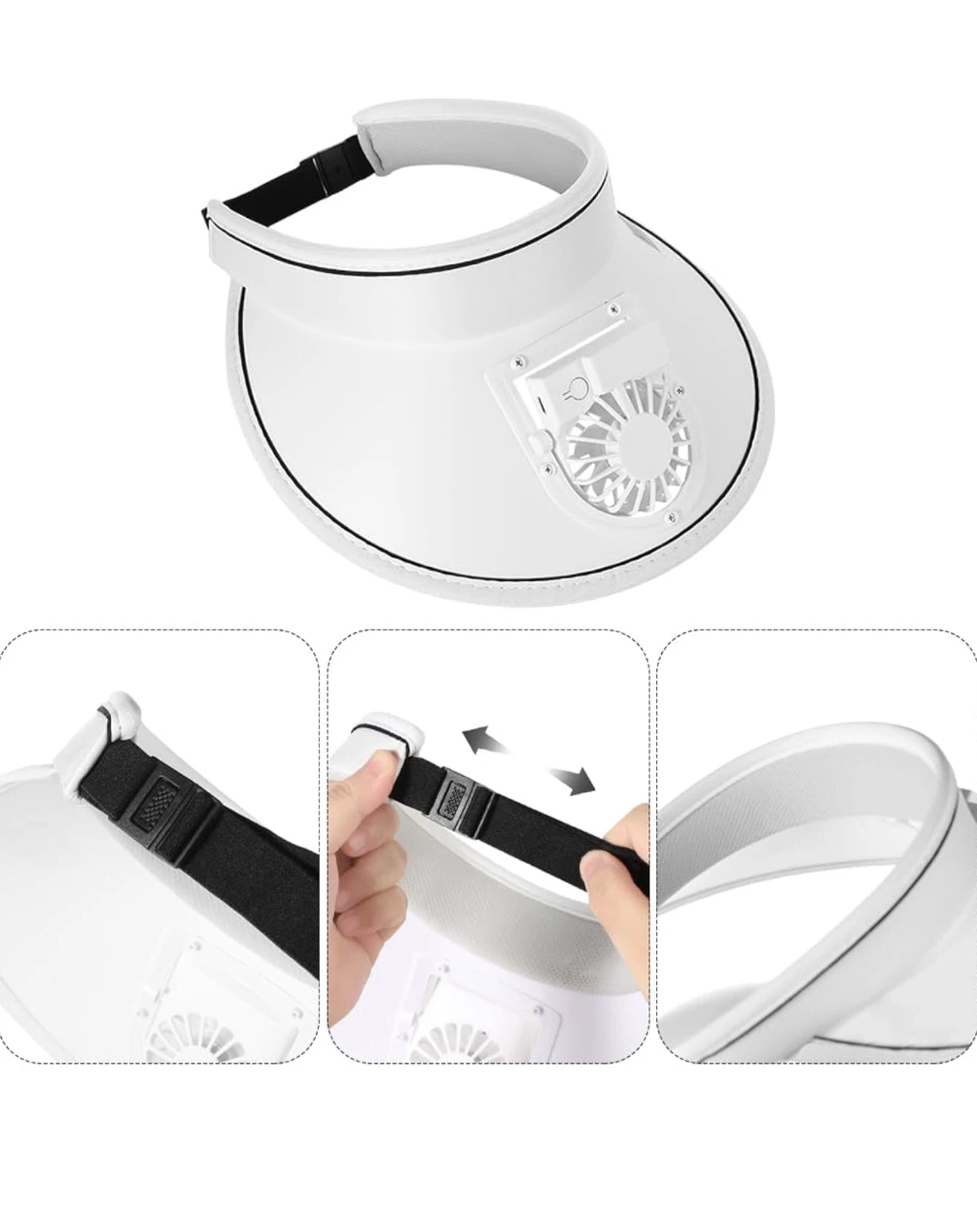 JINGXI FANCAP White Sun Visor with USB Fan - photo 2