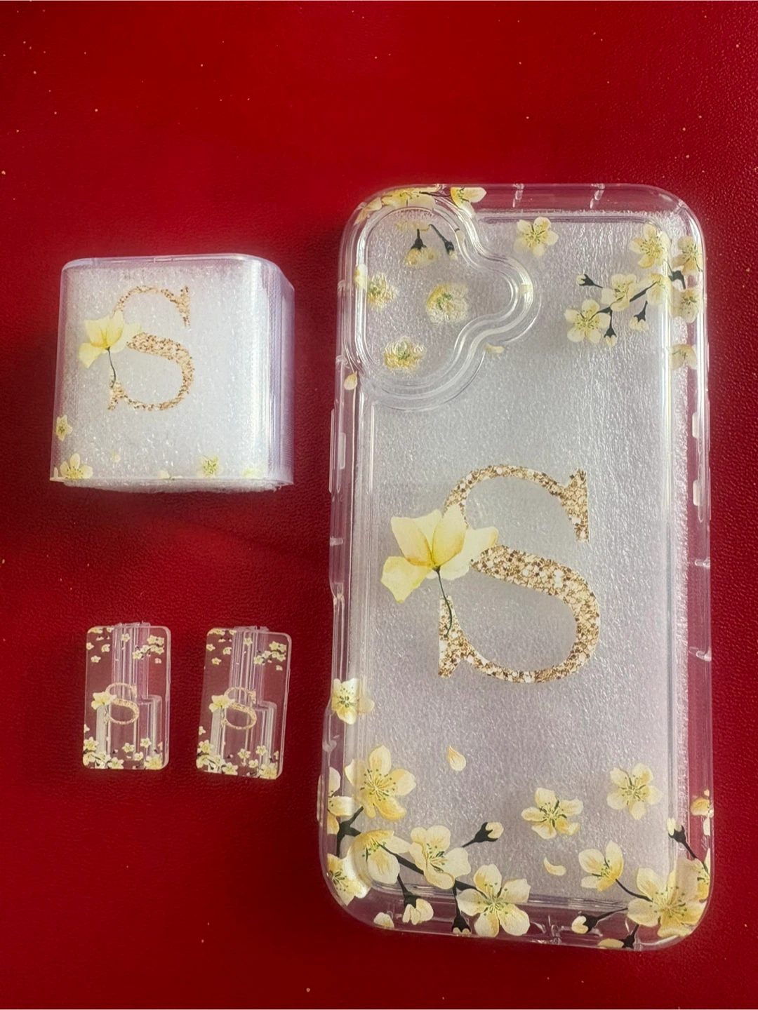 iPhone 16 Clear Floral Letter S Phone Case & Charger Set - photo 2
