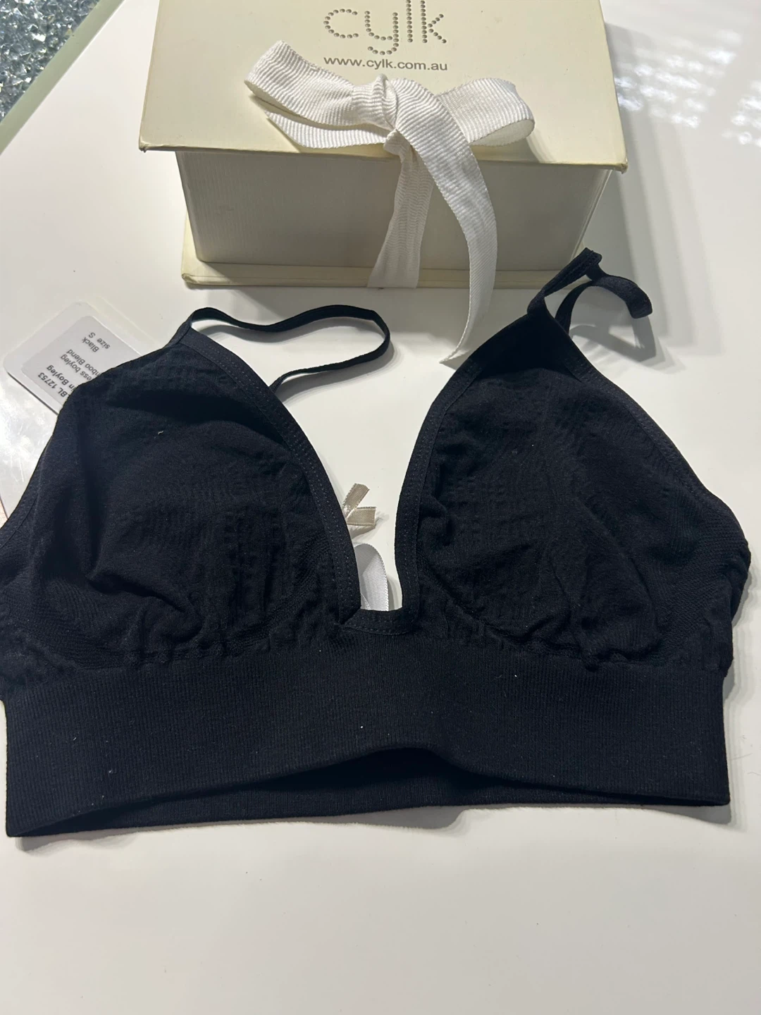 Cylk Bamboo Blend Seamless Triangle Cup Bralet - Black - Size S - photo 2