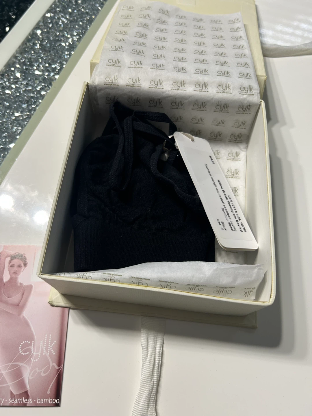 Cylk Bamboo Blend Seamless Triangle Cup Bralet - Black - Size S - photo 5