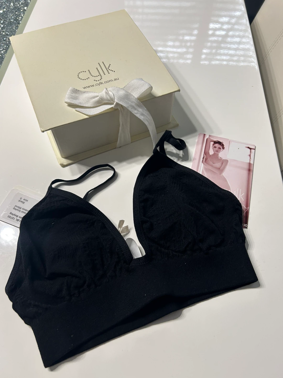 Cylk Bamboo Blend Seamless Triangle Cup Bralet - Black - Size S