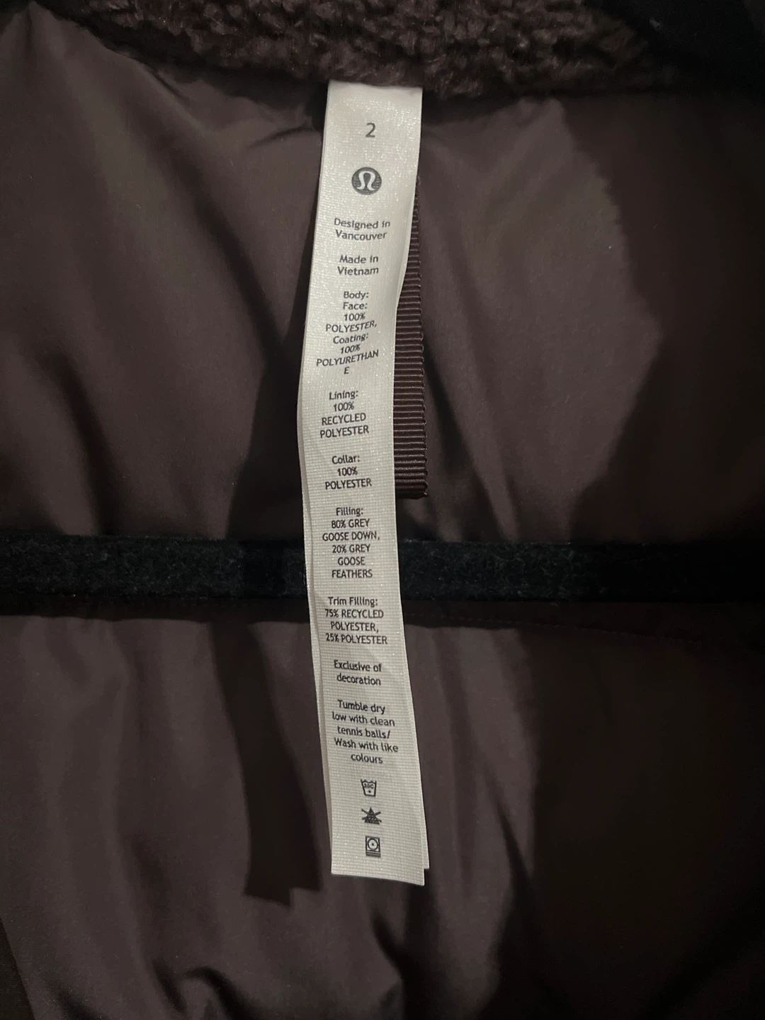 Lululemon Waterproof Down Oversized Vest - Size 2 - Espresso - photo 5