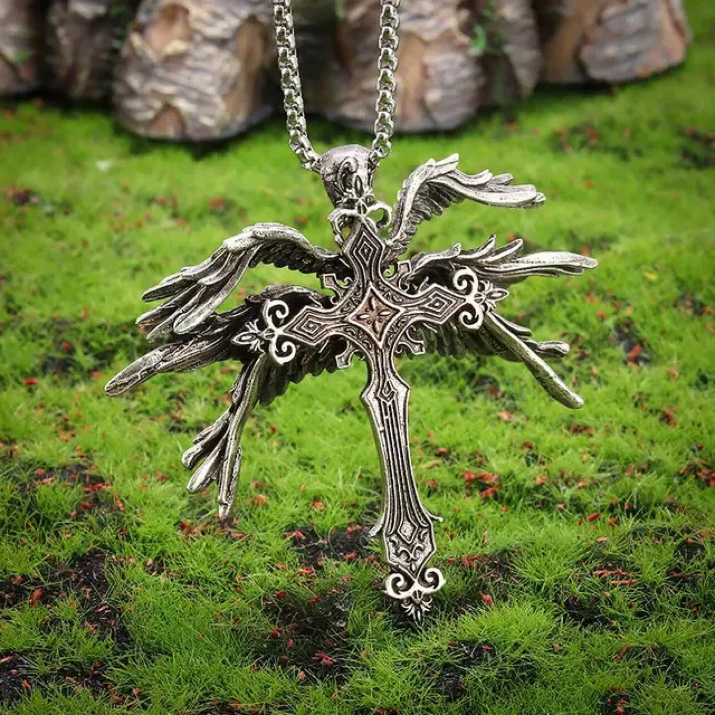 Winged Cross Pendant Necklace - photo 3